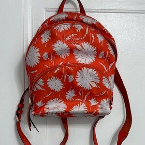 Kate Spade Orange and White Floral Backpack